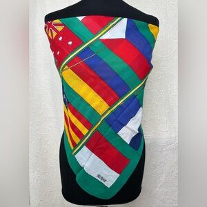 Bill Blass Baar & Beards Vintage 80s 90s Cotton World Flags Bandana Scarf